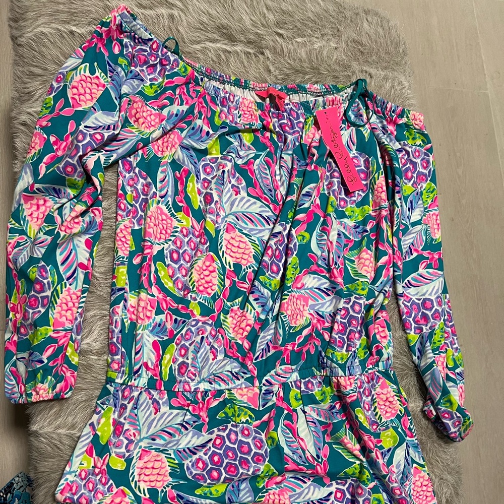 NWT Lilly Pulitzer Lana Skort Romper in Maldives Green Turtle Wave